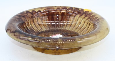 Lot 50 - An Art Deco amber cloud glass dish, in the...