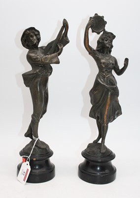 Lot 52 - A pair of 19th century spelter figures, the...