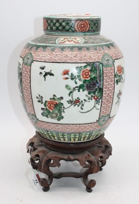 Lot 51 - A Chinese famille verte porcelain ginger jar,...