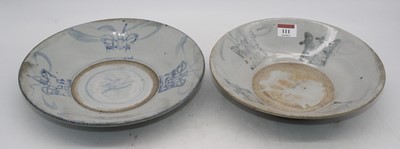 Lot 111 - Two Chinese Swatow blue and white glazed...