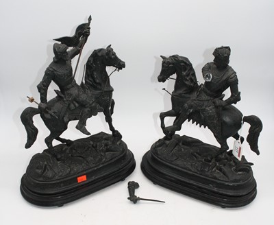 Lot 115 - A pair of 19th century spelter figures of...