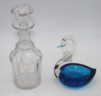 Lot 120 - A 19th century glass decanter, of mallet form,...