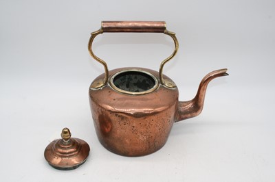 Lot 126 - A Victorian copper range kettle, h.25cm;...