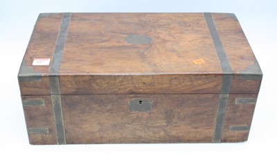 Lot 127 - A Victorian brass bound walnut box, w.46cm