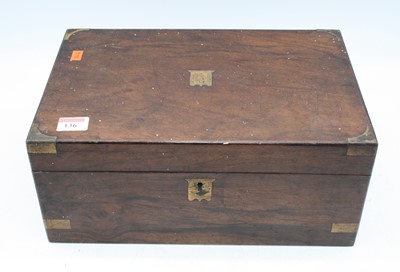 Lot 136 - A Victorian brass bound walnut box, w.35cm