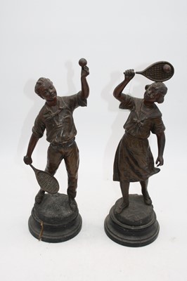 Lot 142 - A pair of 19th century spelter figures of...