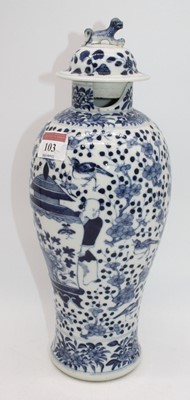 Lot 103 - A Chinese export blue and white porcelain vase...