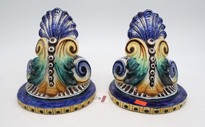 Lot 65 - A pair of continental tin glazed earthenware...