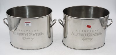 Lot 166 - A pair of plated champagne buckets, w.27cm