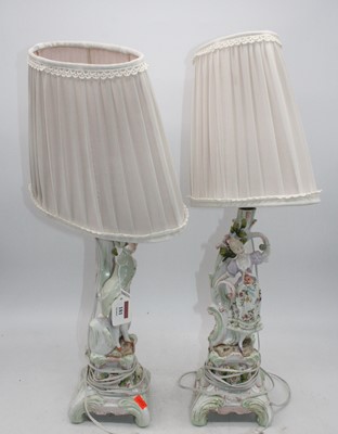 Lot 181 - A pair of 20th century Dresden figural table...