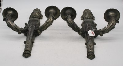 Lot 184 - A pair of reproduction metal twin branch wall...