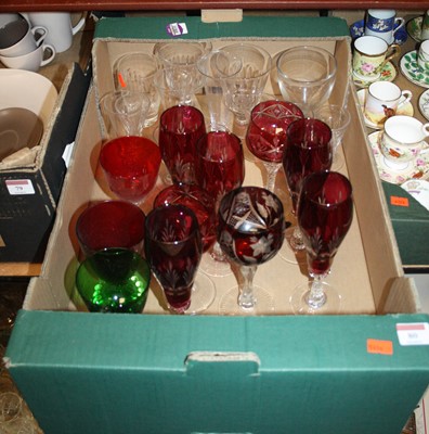Lot 80 - A box of various glass ware to include a 19th...