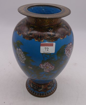 Lot 72 - A Chinese cloisonne enamel decorated vase,...
