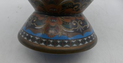 Lot 72 - A Chinese cloisonne enamel decorated vase,...