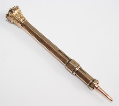 Lot 231 - A late Victorian 9ct gold propelling pencil,...