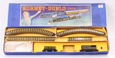 Lot 538 - Pre-war Hornby-Dublo CLOCKWORK 0-6-2 goods set...