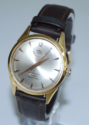 Lot 2579 - A gold plated Longines automatic wristwatch,...