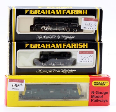 Lot 685 - Three N gauge locos: Minitrix 206, class 42...