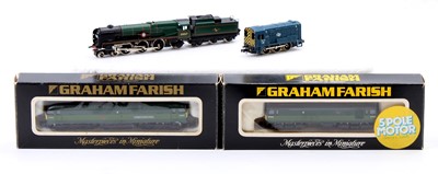 Lot 689 - Four N gauge Farish locos: 8304 D7645 duo tone...