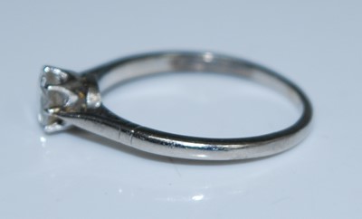 Lot 2580 - A white metal diamond single stone ring...
