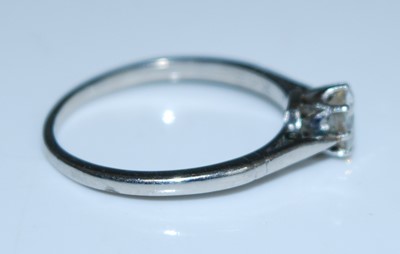 Lot 2580 - A white metal diamond single stone ring...