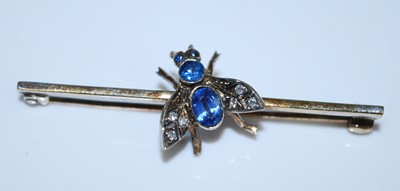 Lot 2581 - A 9ct yellow gold sapphire and diamond insect...