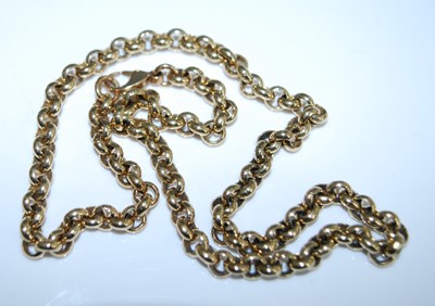 Lot 2586 - A 9ct yellow gold rounded belcher link chain...