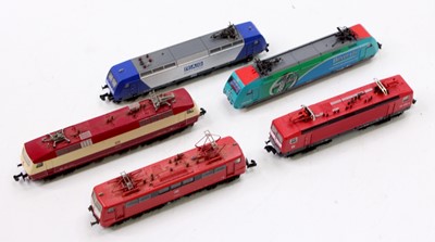 Lot 765 - Small box five N gauge electric outline Bo-Bo...