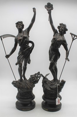 Lot 1 - A pair of early 20th century spelter figures,...