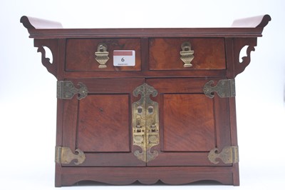 Lot 6 - A Chinese elm and brass mounted table top...