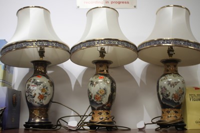Lot 18 - A set of three Japanese style table lamps, of...