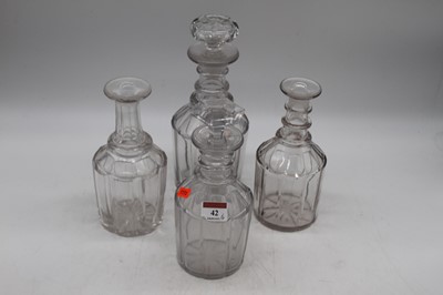 Lot 42 - A Regency style triple ring neck decanter with...
