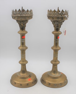 Lot 67 - A pair of modern brass ecclesiastical style...