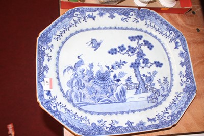 Lot 87 - A Chinese export blue & white meat dish, under...