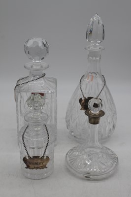 Lot 143 - A small cut glass ship's decanter and stopper...