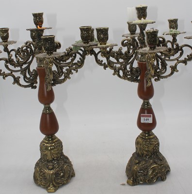 Lot 149 - A pair of reproduction beech and brass mounted...