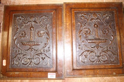 Lot 153 - A pair of Edwardian carved oak panels