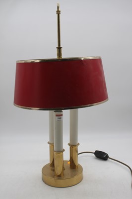 Lot 168 - A lacquered brass three light table lamp and...