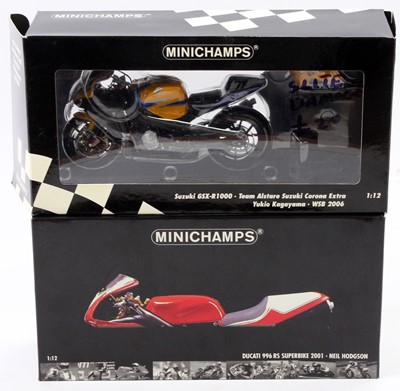 Lot 973 - 2 boxed Minichamps 1/12 scale Motorcycles...