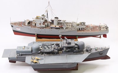 Lot 67 - Two plastic kit built and scratch built naval...