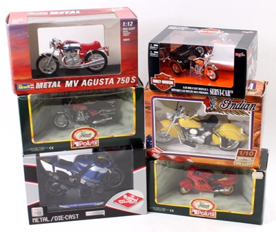 Lot 983 - Collection of mixed boxed Motorcycle diecast,...