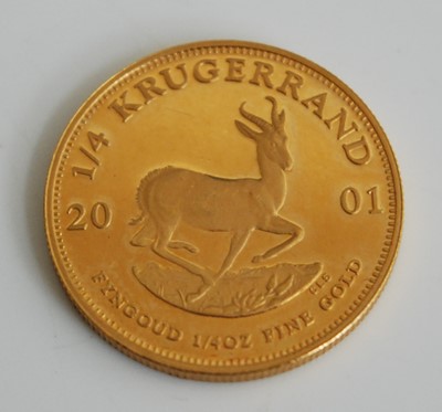Lot 2037 - South Africa, 2001 gold 1/4 krugerrand, obv;...