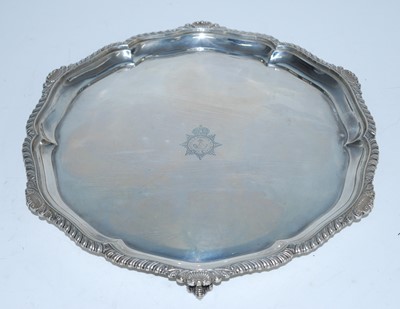 Lot 151 - A George V silver tray, the centre engraved...