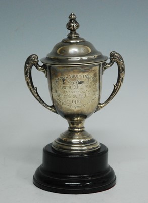Lot 176 - A George V silver trophy cup and cover, the...