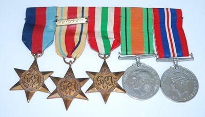 Lot 214 - A group of five WW II medals, to include Italy...