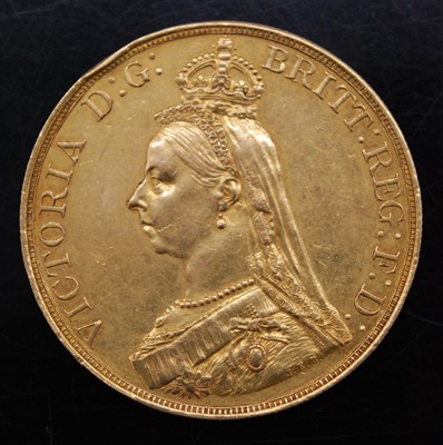 Lot 2164 - Great Britain, 1887 gold five pound coin,...