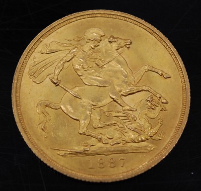 Lot 2054 - Great Britain, 1887 gold two pound coin,...