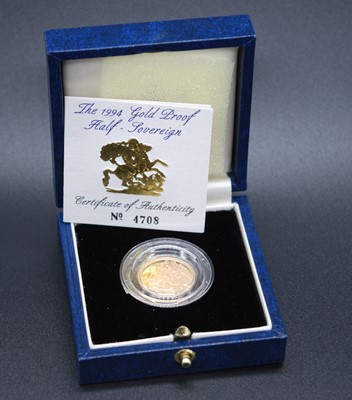 Lot 2076 - Great Britain, 1994 gold proof half sovereign,...