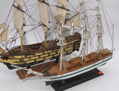 Lot 8 - A wooden model of a ship, the Golden Hind,...