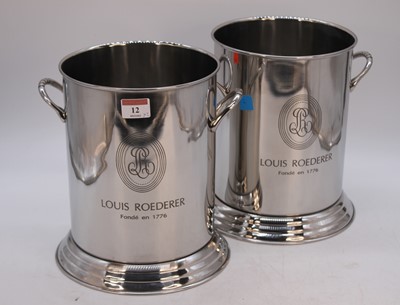 Lot 12 - A pair of modern plated wine coolers, each...